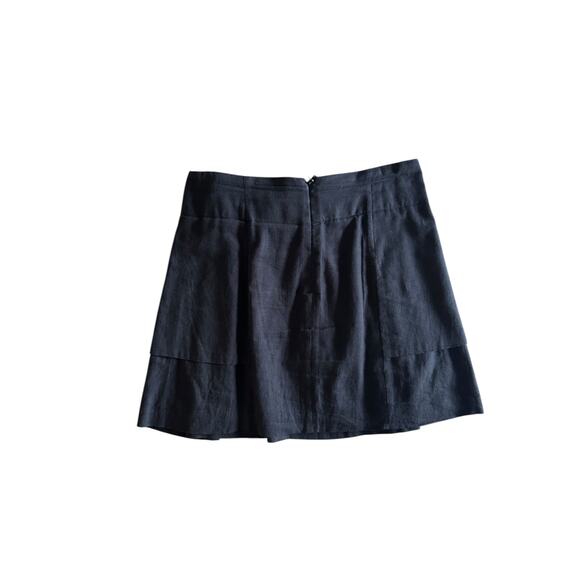 BCBGMAXAZRIA Paperbag Waist Mini Skirt Black Linen Blend Tie Belt M - Picture 7 of 9